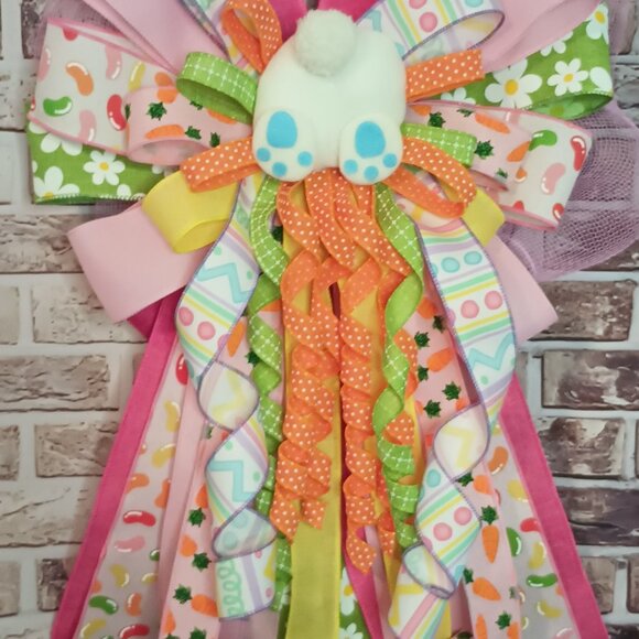 Easter Bow, Bunny Bow, Wreath Bow ,Lantern Bow, Basket Bow, Mailbox Bow, Easter - Picture 5 of 6